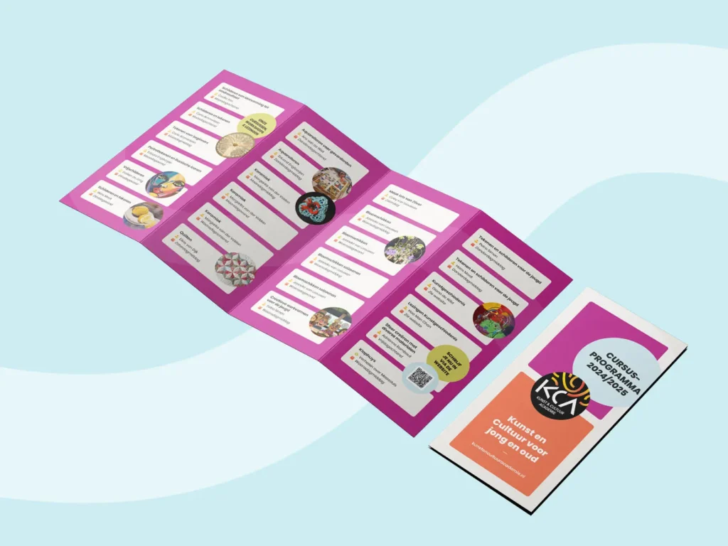 Grafische vormgeving voor Kunst en Cultuur Academie Maassluis. Folder design Cultuurbranche.
